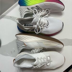 New Balance White and Red Sneakers with Gradient Design